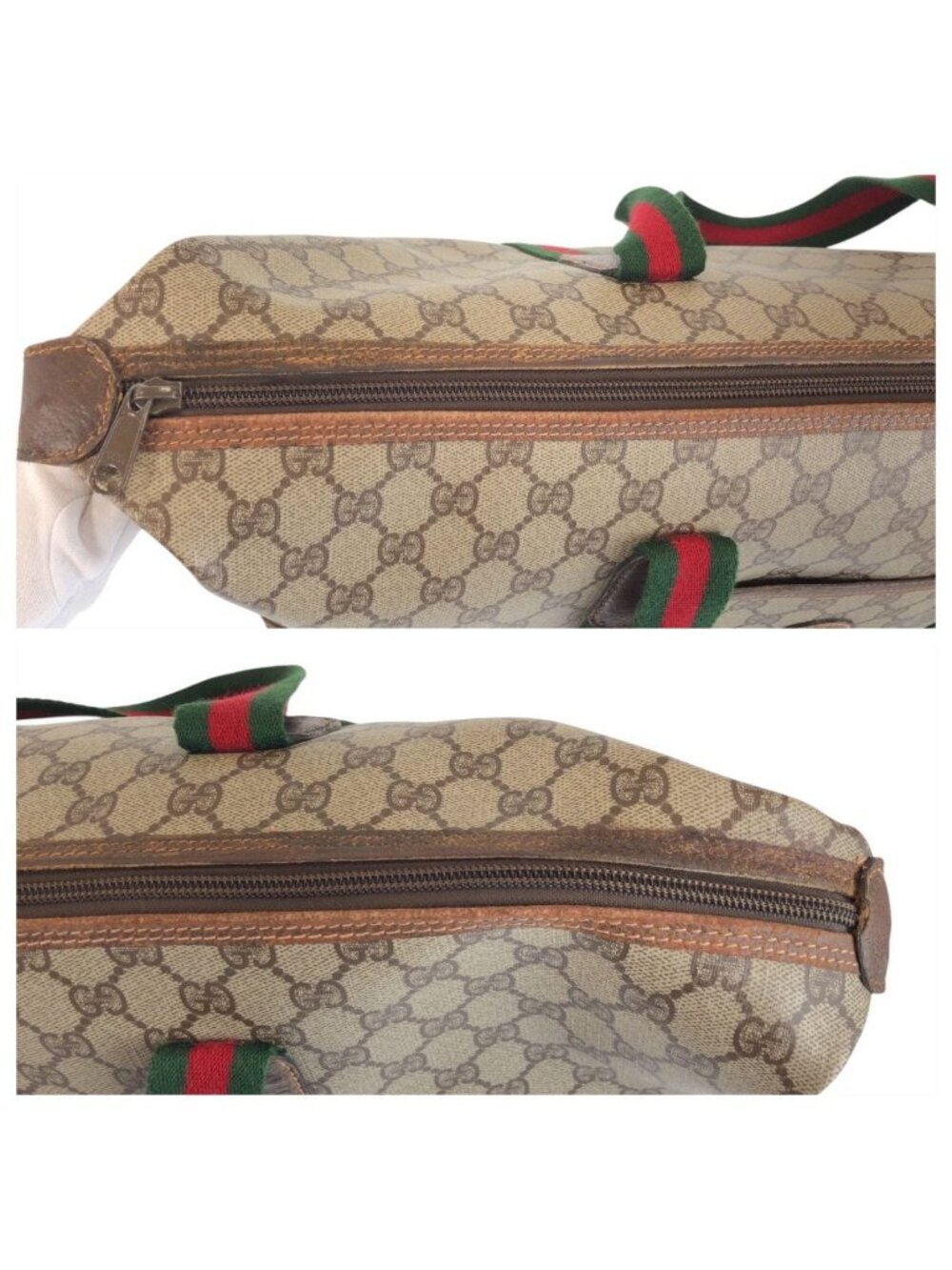 Gucci Vintage Sherry Line Beige Brown Gold GG Supreme Canvas Leather 012 39 - Picture 6 of 9